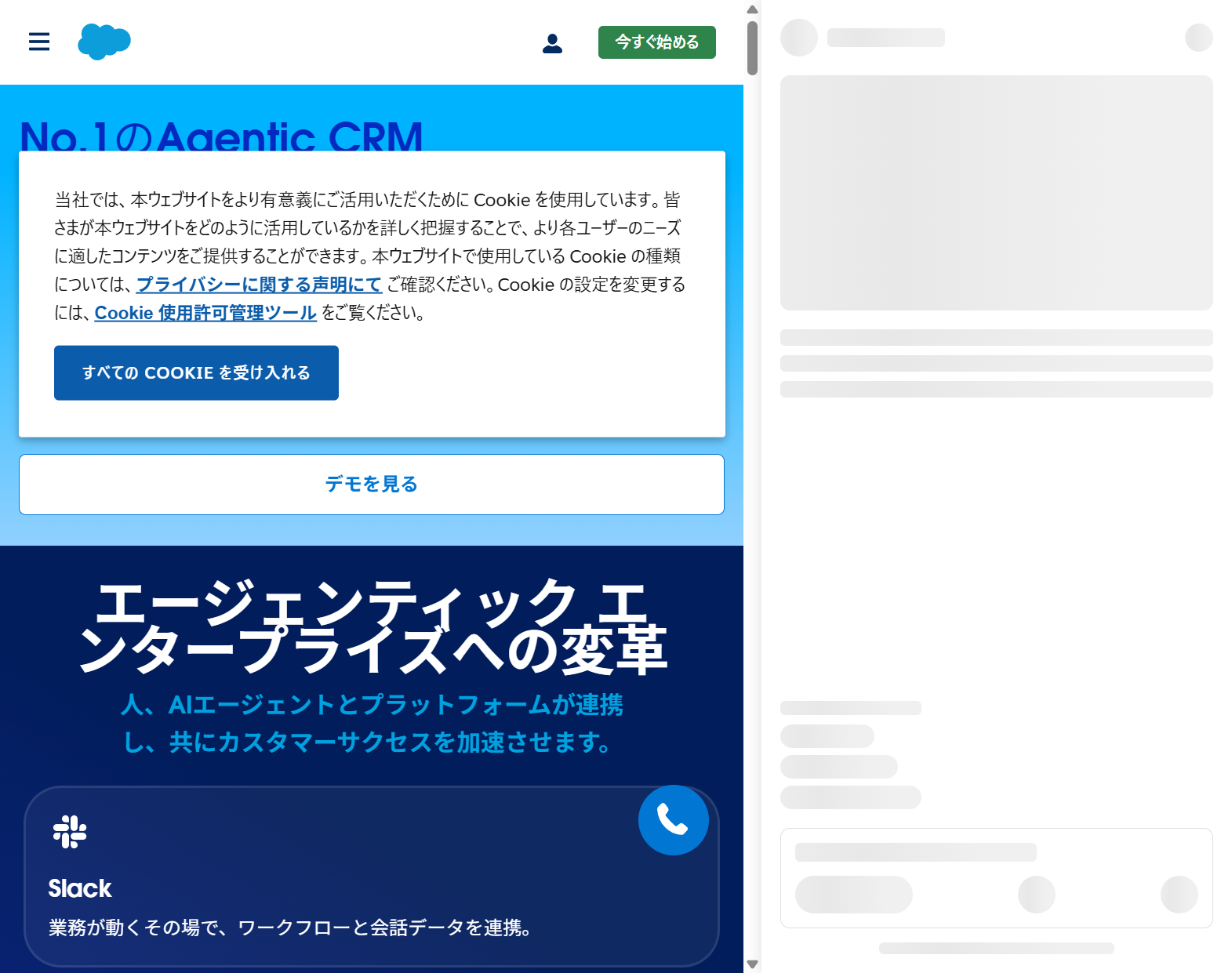 Salesforce 公式サイトの画面