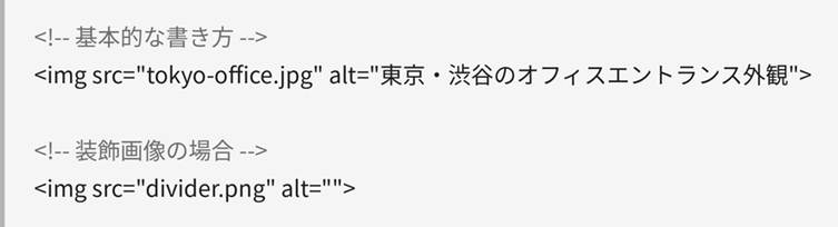 HTMLでのalt属性の記述例