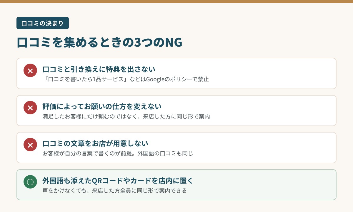 口コミを集めるときの3つのNG
