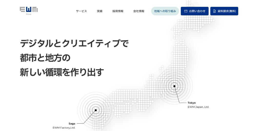 株式会社イーダブリュエムファクトリー公式サイトのファーストビュー